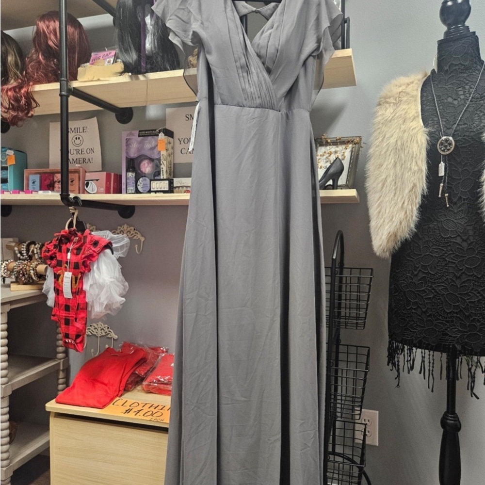 Elegant Gray Maxi Dress Azazie Rylee Steel Grey